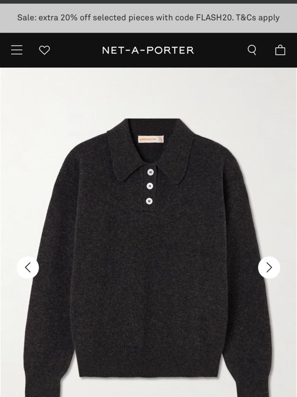 & Daughter, Almost New Charcoal V-Neck Button Polo Sweater by & Daughter.